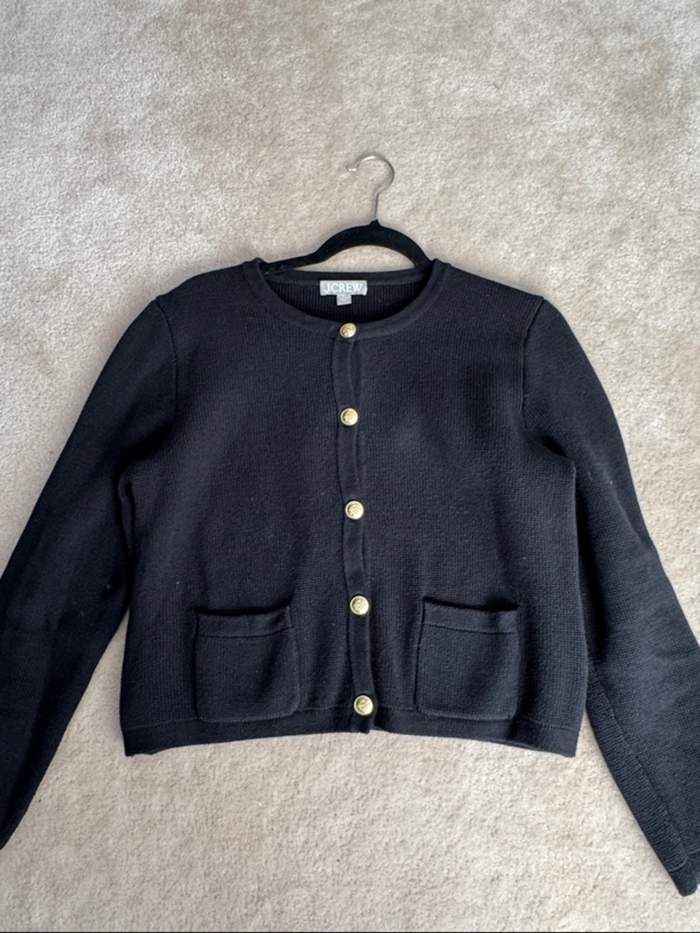 J. Crew Black Knit Cardigan with Gold Buttons